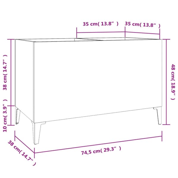 vidaXL vinylskab 74,5x38x48 cm konstrueret træ hvid - Medieopbevaring