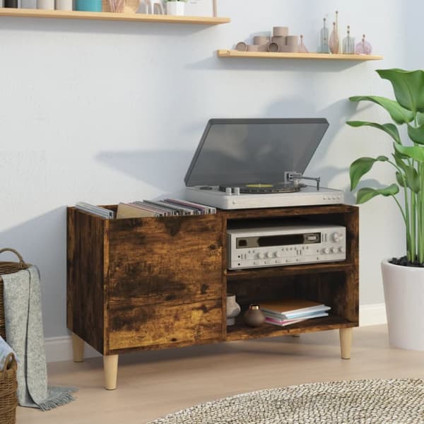 vidaXL LP-levyjen säilytyskaappi savutammi 84,5x38x48 cm tekninen puu -  Medialaitekaapit & -telineet
