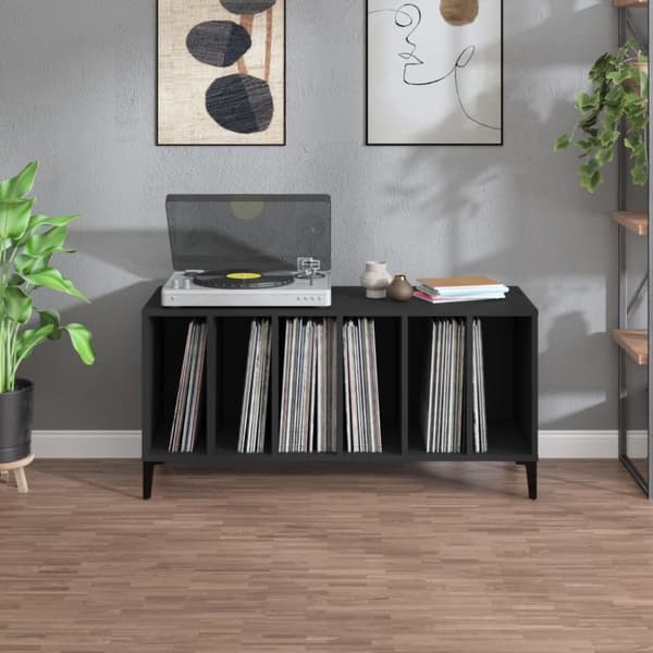 vidaXL vinylskab 100x38x48 cm konstrueret træ sort -  Medieopbevaring