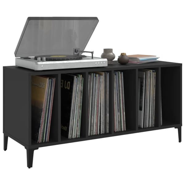 vidaXL vinylskab 100x38x48 cm konstrueret træ sort -  Medieopbevaring