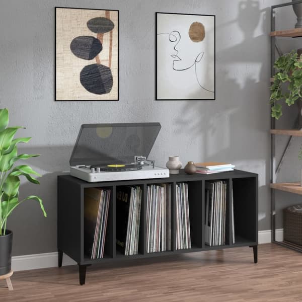 vidaXL vinylskab 100x38x48 cm konstrueret træ sort -  Medieopbevaring