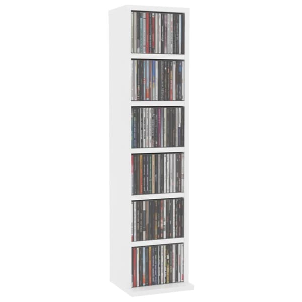 vidaXL cd-reol 21x20x88 cm konstrueret træ hvid - Medieopbevaring