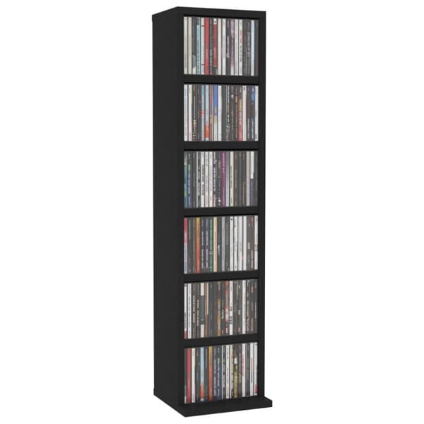 vidaXL cd-reol 21x20x88 cm konstrueret træ sort -  Medieopbevaring