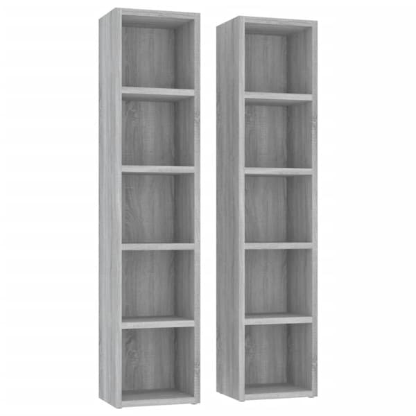vidaXL cd-reoler 2 stk. 21x16x93,5 cm konstrueret træ grå sonoma-eg -  Medieopbevaring