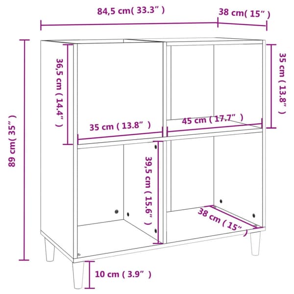 vidaXL Stereobänk vit 84,5x38x89 cm konstruerat trä -  Medieförvaring