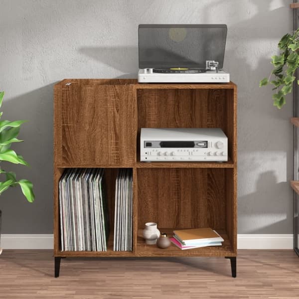 vidaXL Stereobänk brun ek 84,5x38x89 cm konstruerat trä - Medieförvaring
