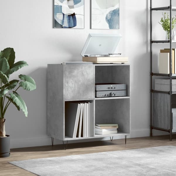 vidaXL vinylskab 84,5x38x89 cm konstrueret træ betongrå -  Medieopbevaring