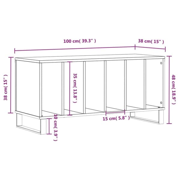 vidaXL vinylskab 100x38x48 cm konstrueret træ sort - Medieopbevaring