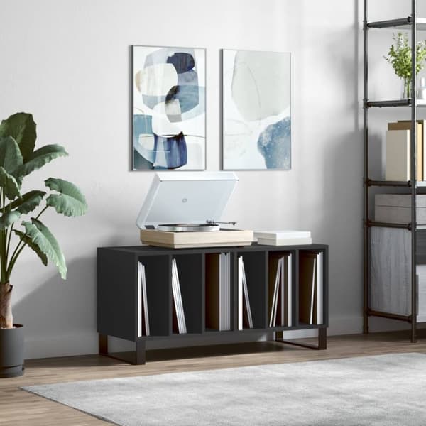 vidaXL vinylskab 100x38x48 cm konstrueret træ sort -  Medieopbevaring