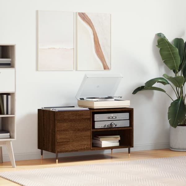 vidaXL vinylskab 85x38x48 cm konstrueret træ brun egetræsfarve -  Medieopbevaring