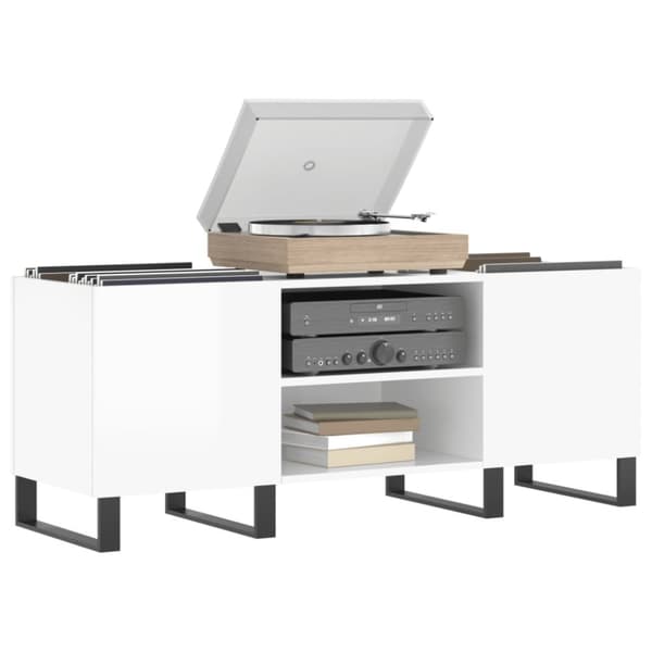 vidaXL Stereobänk vit högglans 121x38x48 cm konstruerat trä -  Medieförvaring
