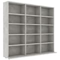Miniatyrbillede 3 af 8: vidaXL cd-reol 102x23x89,5 cm konstrueret træ betongrå -  Medieopbevaring