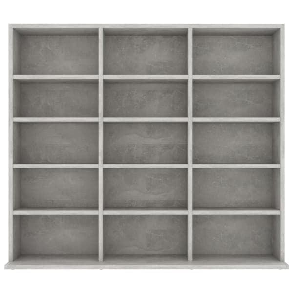 vidaXL cd-reol 102x23x89,5 cm konstrueret træ betongrå -  Medieopbevaring