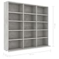 Miniatyrbillede 7 af 8: vidaXL cd-reol 102x23x89,5 cm konstrueret træ betongrå -  Medieopbevaring