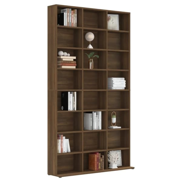 vidaXL reol 102x23x177,5 cm konstrueret træ brun egetræsfarve -  Medieopbevaring