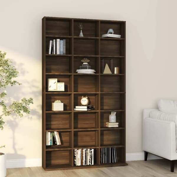 vidaXL reol 102x23x177,5 cm konstrueret træ brun egetræsfarve -  Medieopbevaring