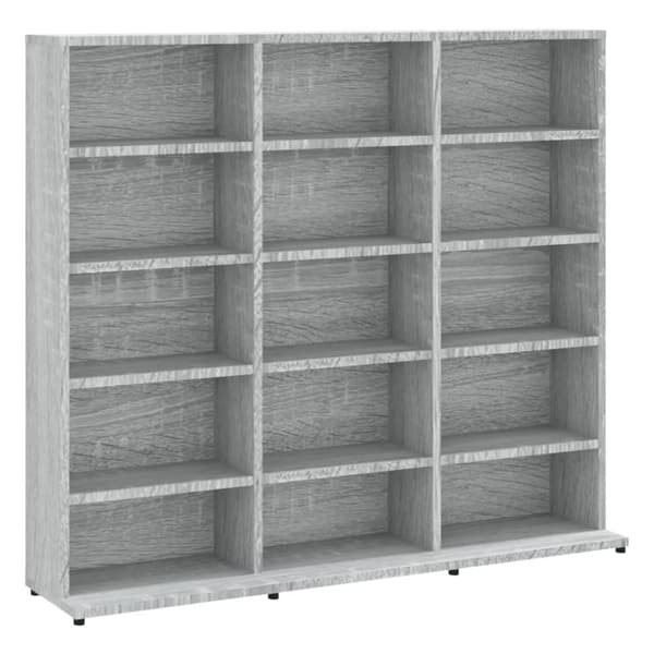 vidaXL cd-reol 102x23x89,5 cm konstrueret træ grå sonoma -  Medieopbevaring