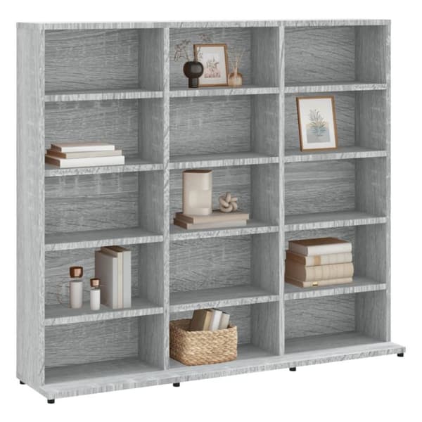 vidaXL cd-reol 102x23x89,5 cm konstrueret træ grå sonoma -  Medieopbevaring