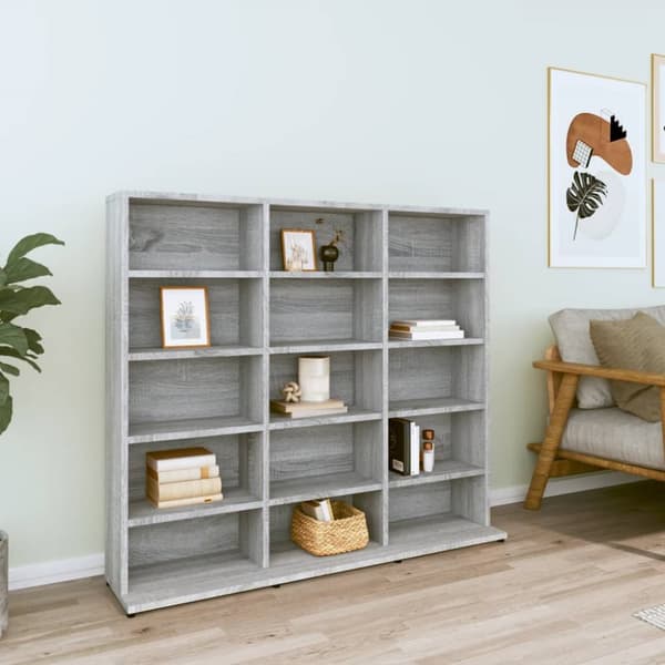 vidaXL cd-reol 102x23x89,5 cm konstrueret træ grå sonoma -  Medieopbevaring