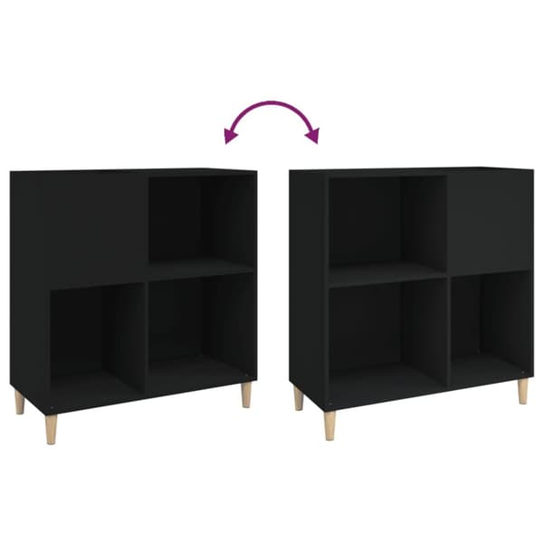 vidaXL vinylskab 84,5x38x89 cm konstrueret træ sort - Medieopbevaring