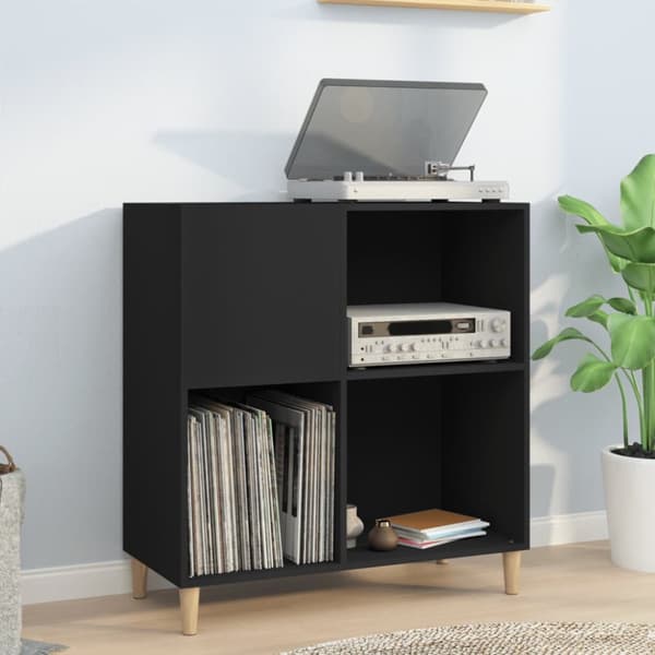 vidaXL vinylskab 84,5x38x89 cm konstrueret træ sort - Medieopbevaring