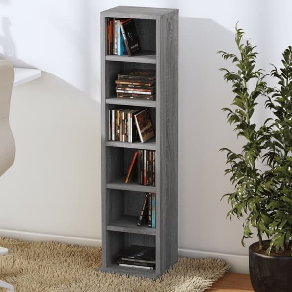 vidaXL reol 21x20x88 cm konstrueret træ grå sonoma-eg - Medieopbevaring