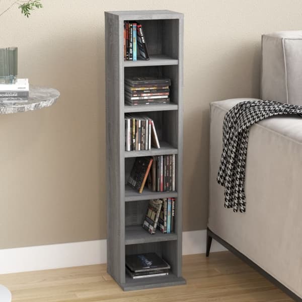vidaXL reol 21x20x88 cm konstrueret træ grå sonoma-eg - Medieopbevaring