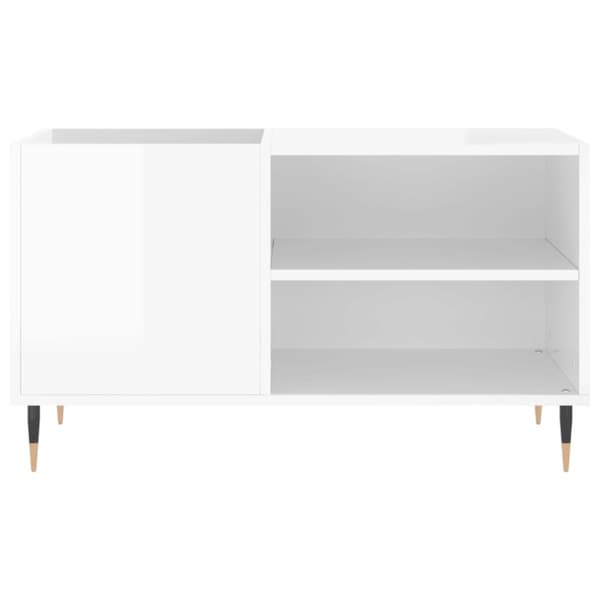 vidaXL LP-levyjen säilytyskaappi korkeakiilto valk. 85x38x48 cm puu - Medialaitekaapit & -telineet