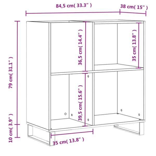 vidaXL vinylskab 84,5x38x89 cm konstrueret træ røget egetræsfarve - Medieopbevaring
