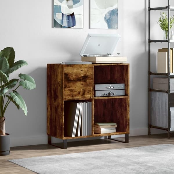 vidaXL vinylskab 84,5x38x89 cm konstrueret træ røget egetræsfarve -  Medieopbevaring