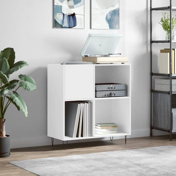 vidaXL vinylskab 84,5x38x89 cm konstrueret træ hvid - Medieopbevaring