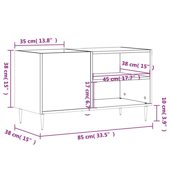 vidaXL Stereobänk betonggrå 85x38x48 cm konstruerat trä - Medieförvaring