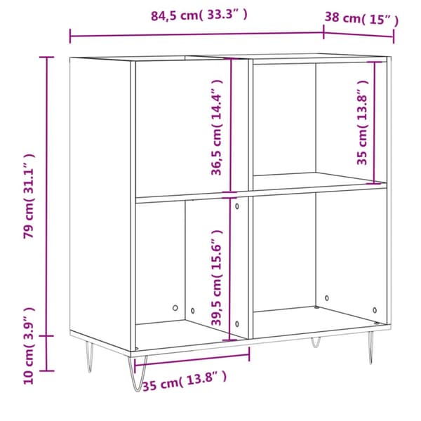 vidaXL vinylskab 84,5x38x39 cm konstrueret træ grå sonoma-eg -  Medieopbevaring