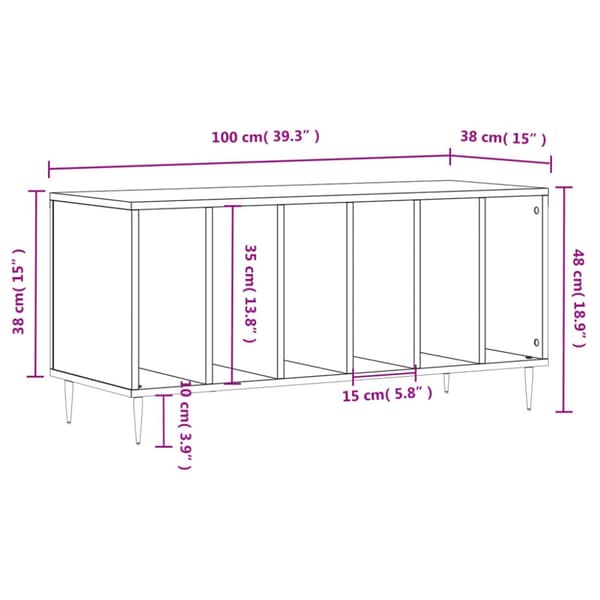 vidaXL Stereobänk betong-grå 100x38x48 cm konstruerat trä - Medieförvaring