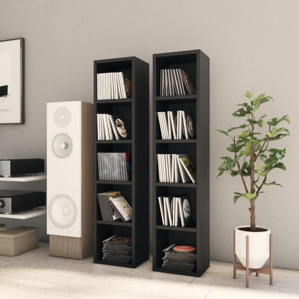vidaXL CD-reoler 2 stk. 21x16x93,5 cm spånplade sort -  Medieopbevaring