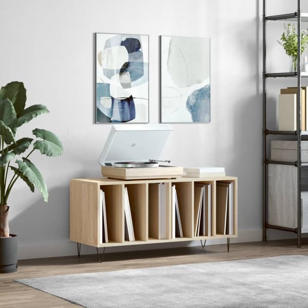 vidaXL vinylskab 100x38x48 cm konstrueret træ sonoma-eg -  Medieopbevaring