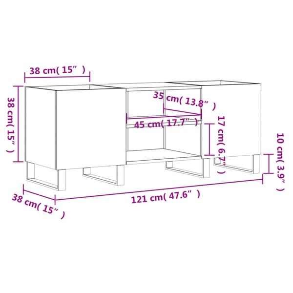 vidaXL Stereobänk brun ek 121x38x48 cm konstruerat trä -  Medieförvaring