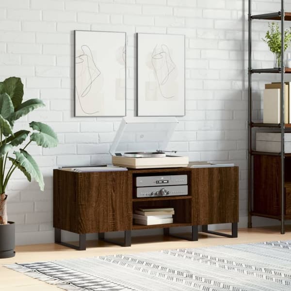 vidaXL Stereobänk brun ek 121x38x48 cm konstruerat trä -  Medieförvaring