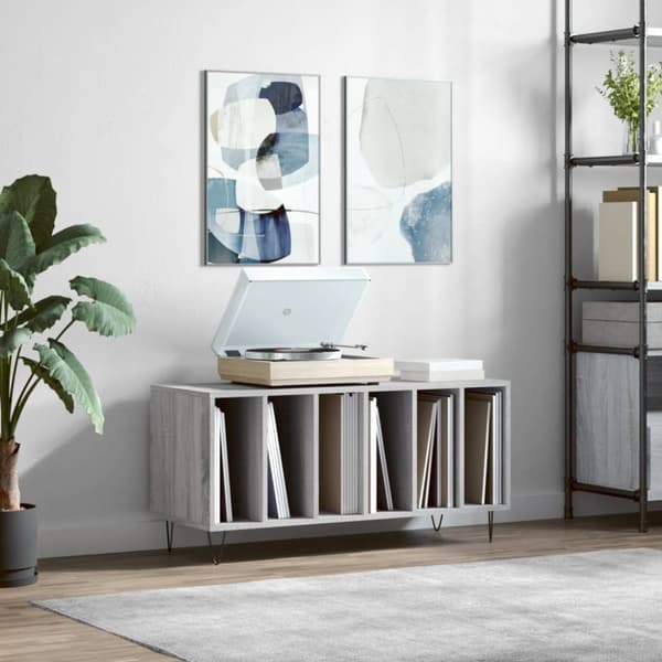 vidaXL vinylskab 100x38x48 cm konstrueret træ grå sonoma-eg - Medieopbevaring