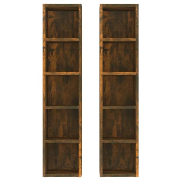 vidaXL cd-reoler 2 stk. 21x16x93,5 cm konstrueret træ røget egetræ - Medieopbevaring