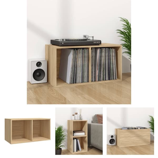 The Living Store Vinylhylla sonoma-ek 71x34x36 cm konstruerat trä -  Medieförvaring