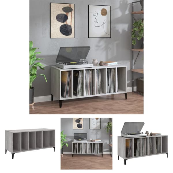 The Living Store Stereobänk grå sonoma 100x38x48 cm konstruerat trä -  Medieförvaring