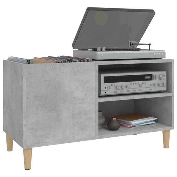 The Living Store vinylskab 84,5x38x48 cm konstrueret træ betongrå -  Medieopbevaring