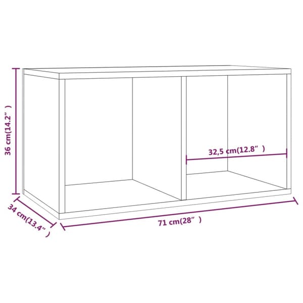 The Living Store Vinylhylla grå sonoma 71x34x36 cm konstruerat trä - Medieförvaring