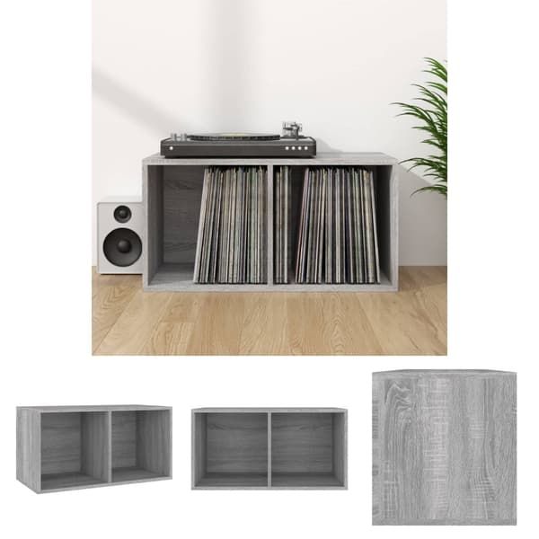 The Living Store Vinylhylla grå sonoma 71x34x36 cm konstruerat trä - Medieförvaring