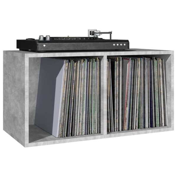 The Living Store opbevaringsreol til lp'er 71x34x36 cm konstrueret træ betongrå - Medieopbevaring