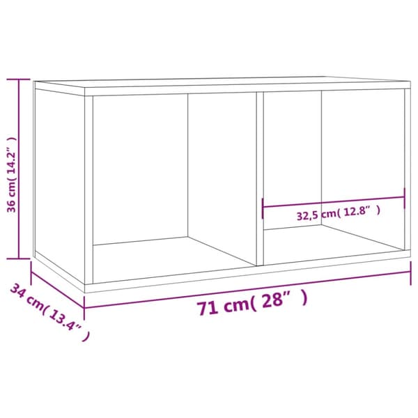 The Living Store opbevaringsreol til lp'er 71x34x36 cm konstrueret træ betongrå - Medieopbevaring
