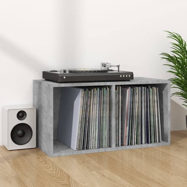 The Living Store opbevaringsreol til lp'er 71x34x36 cm konstrueret træ betongrå - Medieopbevaring