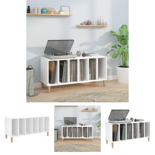 The Living Store vinylskab 100x38x48 cm konstrueret træ hvid -  Medieopbevaring