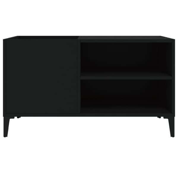 The Living Store vinylskab 84,5x38x48 cm konstrueret træ sort -  Medieopbevaring